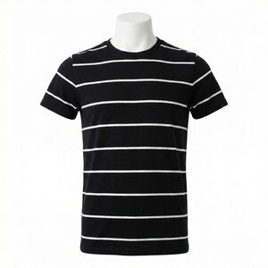 Brandy Melville Black White Striped Short Sleeve Crewneck T-Shirt Top One Size